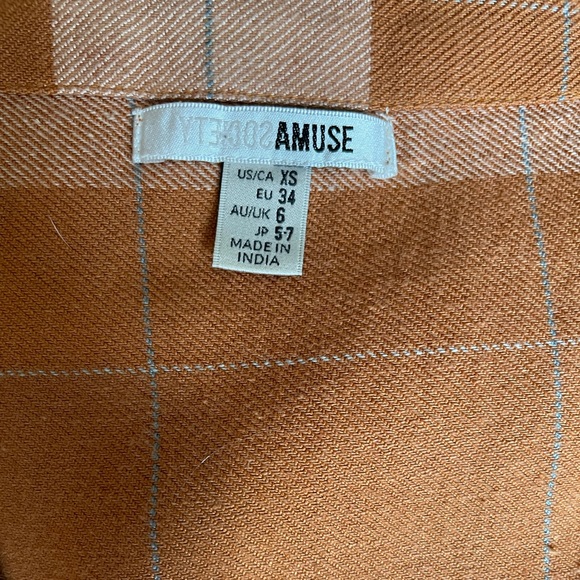 Amuse Society Orange Plaid Lovely Day Dress - Picture 3 of 6